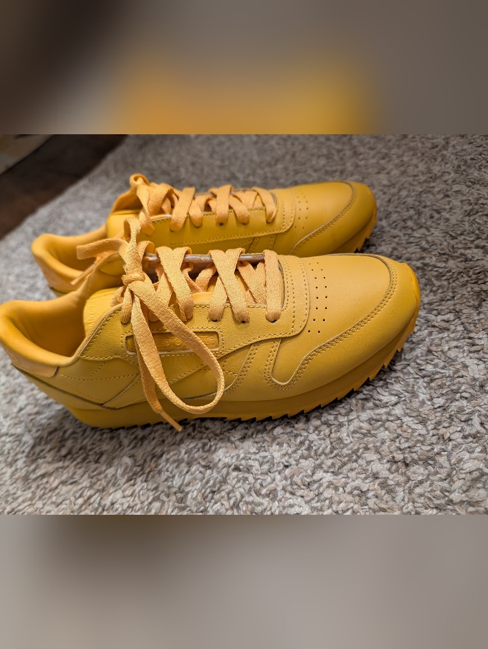 Reebok Solid Yellow Leather Sneakers